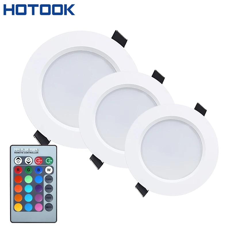 3W 5W 10W RGB LED светильник AC85 265V Цвет изменение встраиваемые Панель лампочка лампа с