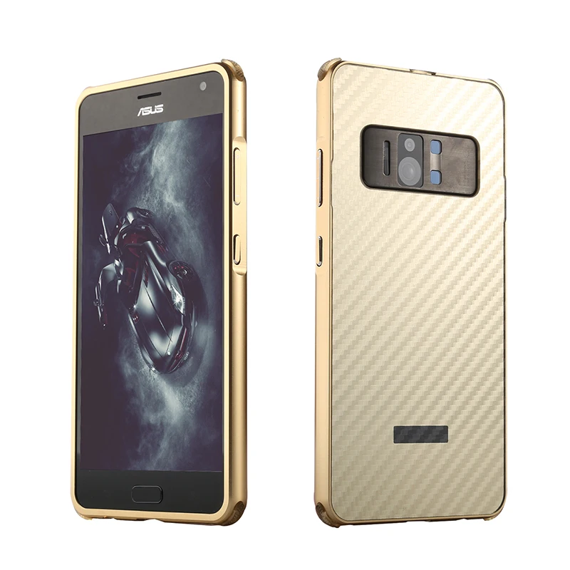 Для Asus Zenfone AR zs571kl случае Алюминий металла Рамки+ Карбон Волокно Жесткий Чехол Для Zenfone AR противоударный телефон В виде ракушки