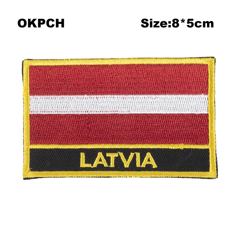 Латвийская квадратная форма флаг аппликация пришить на патч железо на патчи блесток теплопередача Винил PT0098-R