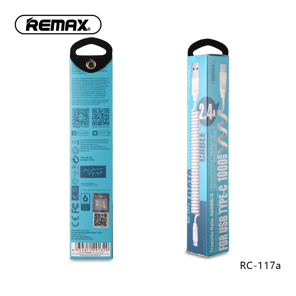 Remax ТПУ выдвижной пружинный usb type c кабель 2.4A Быстрая зарядка для Xiaomi Mi 5 USB C кабели синхронизации данных для samsung s8 Oneplus 6