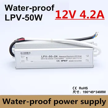 

LPV-50-12V LED driver Waterproof switching power supply 50W output 12v 4.2A ac dc transformer IP67 outdoor use