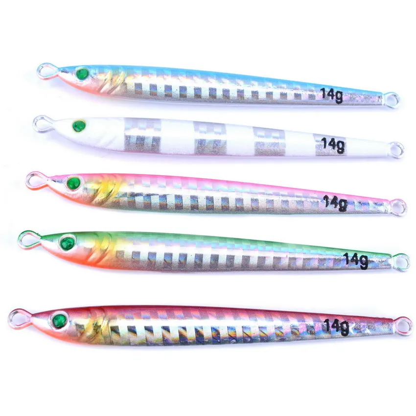 5 unids/lote 7g-100g de Metal señuelo de Pesca cuchara de agua dulce de Pesca señuelo duro rebanada Jig Pesca cebo de Pesca abordar de potera de