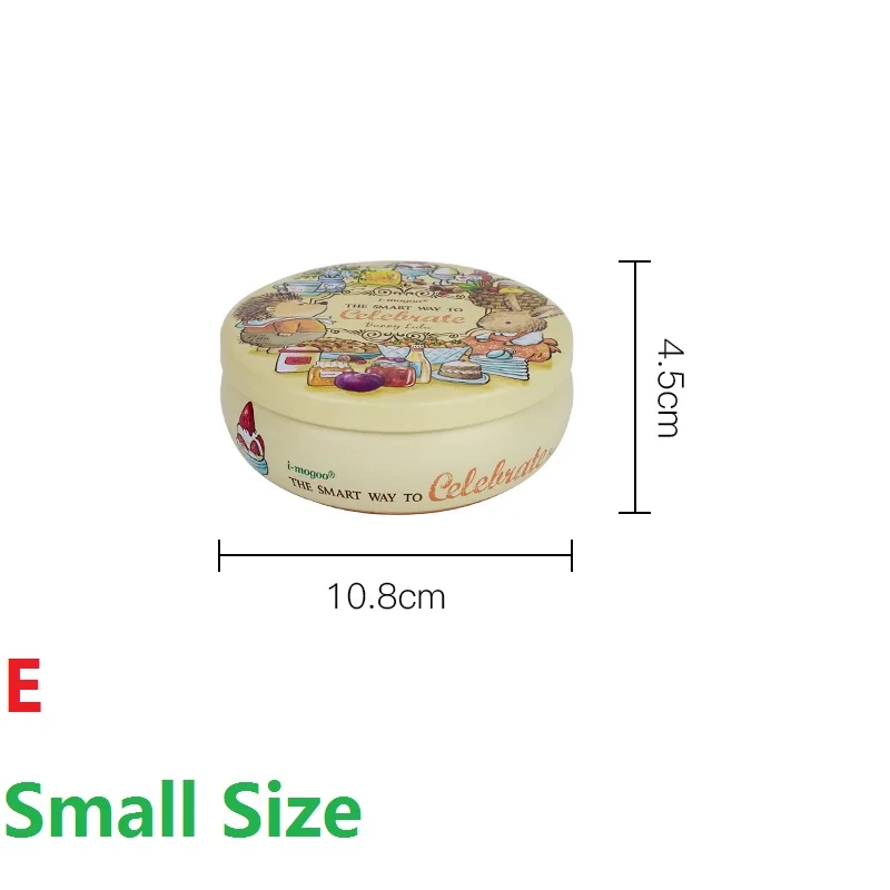 1 шт. бак для хранения железный мусор закуски покрытые милые бытовые круглые конфеты нуга Подарочная коробка печенье оловянный торт закуски многоцелевой - Цвет: SmallE