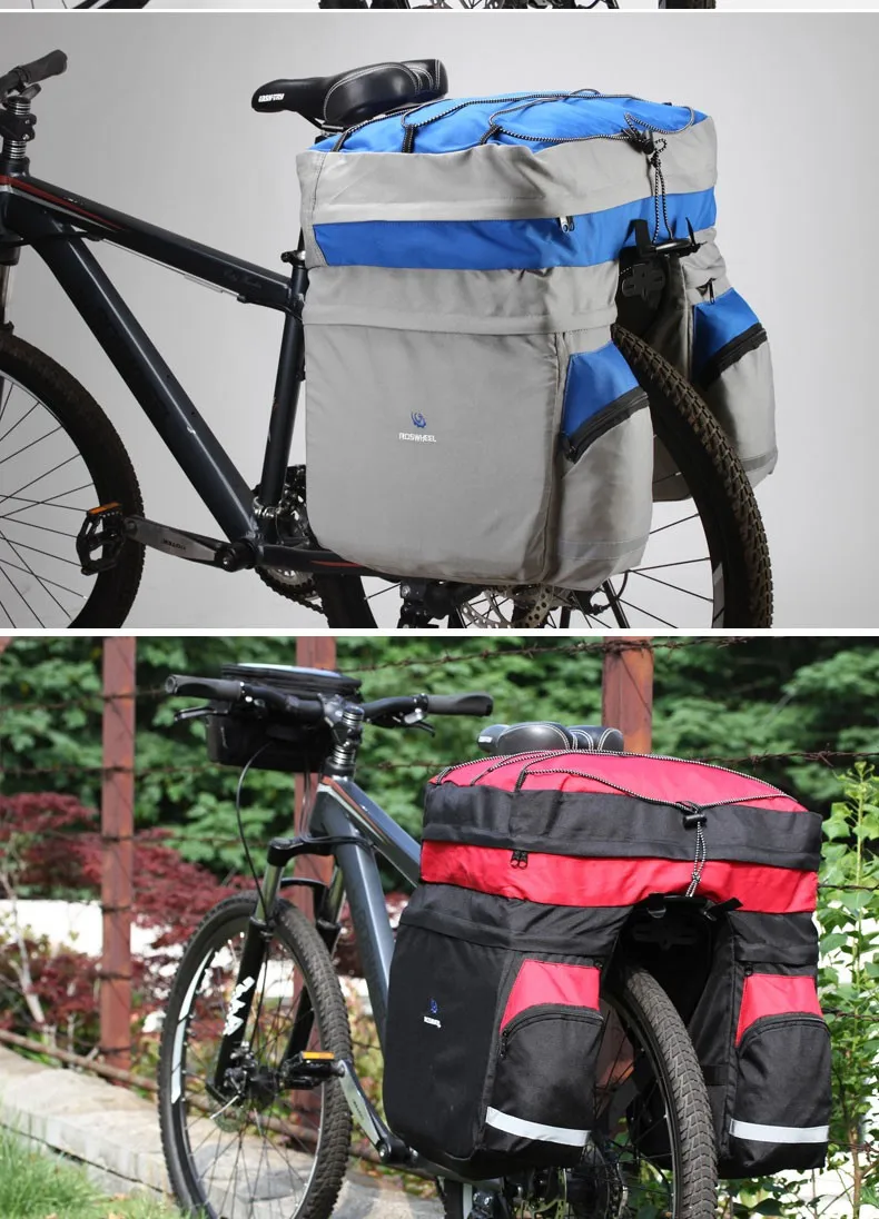 ROSWHEEL Сумка-переноска для велосипеда, 60л, задняя стойка для багажника велосипеда, багаж на заднее сиденье, Паньер, две сумки для активного отдыха, велосипедное седло для хранения, 14590