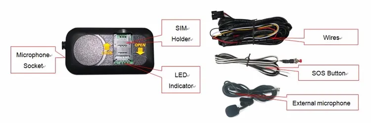 Gps трекер локатор CCTR-803B с внешним микрофоном и кнопкой SOS Водонепроницаемый отслеживание истории в режиме реального времени