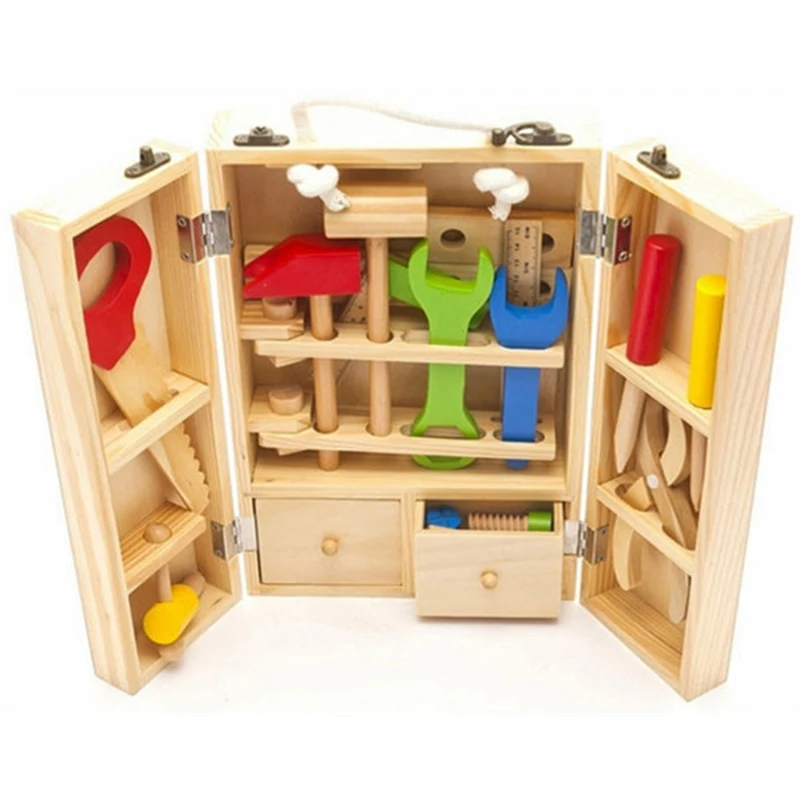 Деревянная детская игрушка Дети ручка ящик для инструментов Игры Обучения развивающий Деревянный инструмент винт для игрушки сборка садовые игрушки для детей мальчик