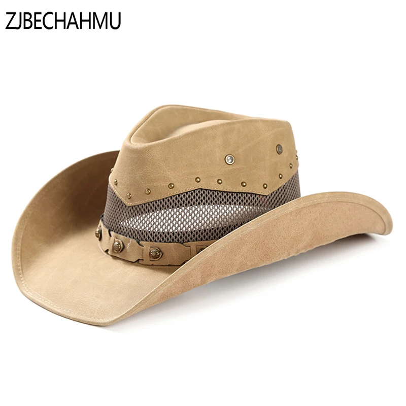 Fashion Vingate Cool Elegant Solid Leather Fedoras Hats For Men Women
