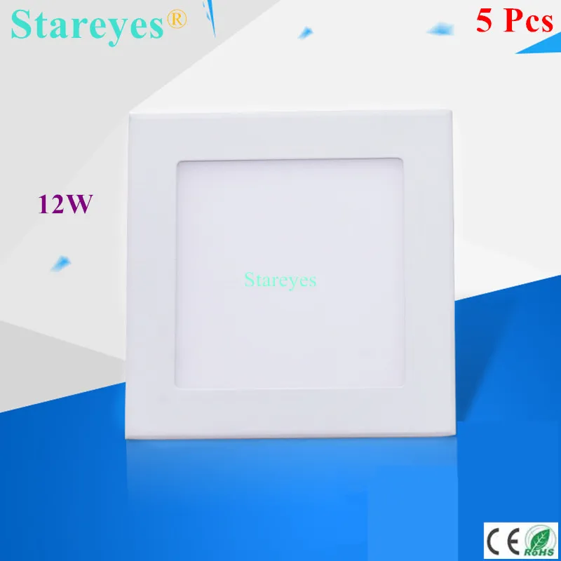 

Free shipping 5 pcs Square LED Panel Light 12W AC 85-265V 170mm 980Lm SMD 2835 lamp downlight bulb led ceiling lighting