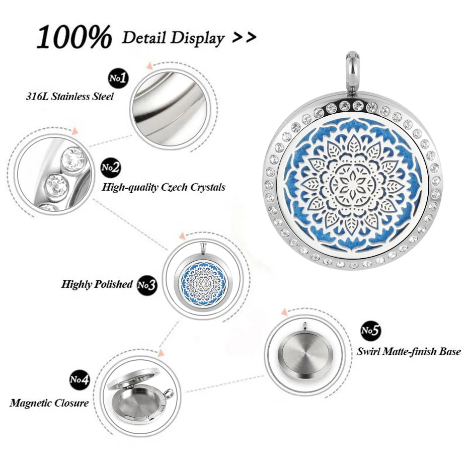 diffuser necklaces silver gold rose gold 20mm 25mm 30mm locket jewelry -241 (2)