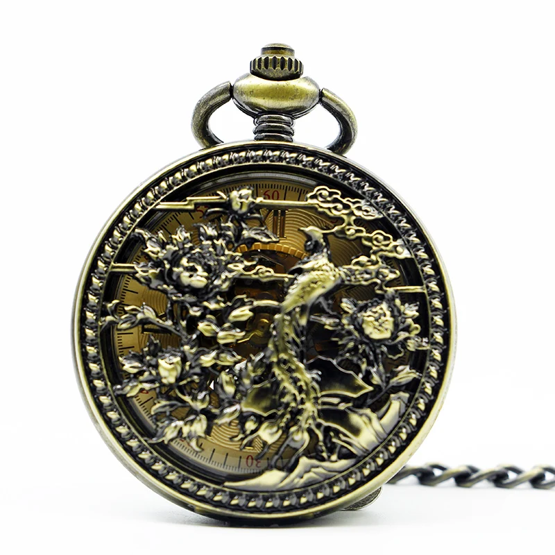 Mechanical Hand Wind Pocket font b Watch b font font b Steampunk b font Roman Numbers