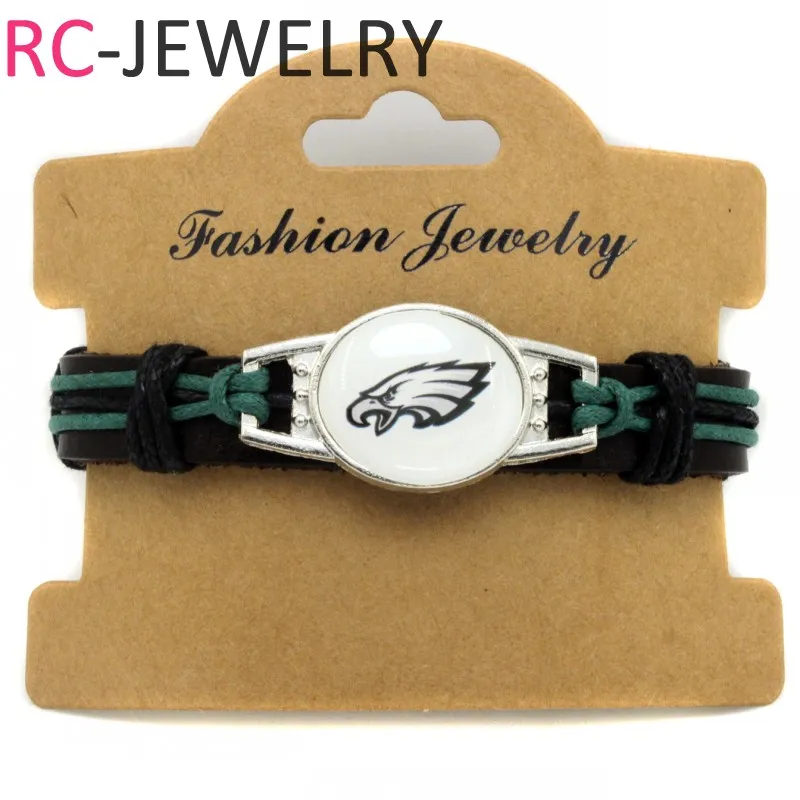 (10 pieces/lot) Adjustable Philadelphia Leather Cuff Eagles Bracelet