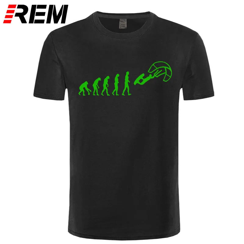 REM Funny Kitesurf Shirt-Kite Surfinger Evolution Kite Boarding, хлопок, футболка классная с принтом, облегающая футболка с буквенным принтом - Цвет: black green