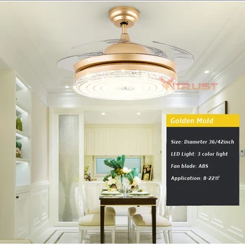 

Folding Ceiling Fan Light Luxury Crystal Ceiling Fan Lamp with Remote Control for Bedroom Living Room Lamp 36/42 Inch