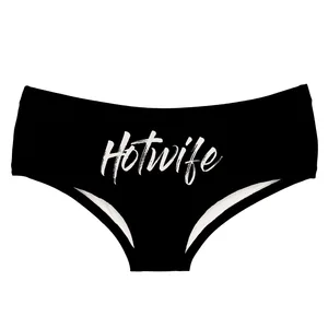LEIMOLIS HOTWIFE Letter Black Funny Print Panties Female Kawaii Lovely Underwear Push Up Briefs Women Lingerie Thongs