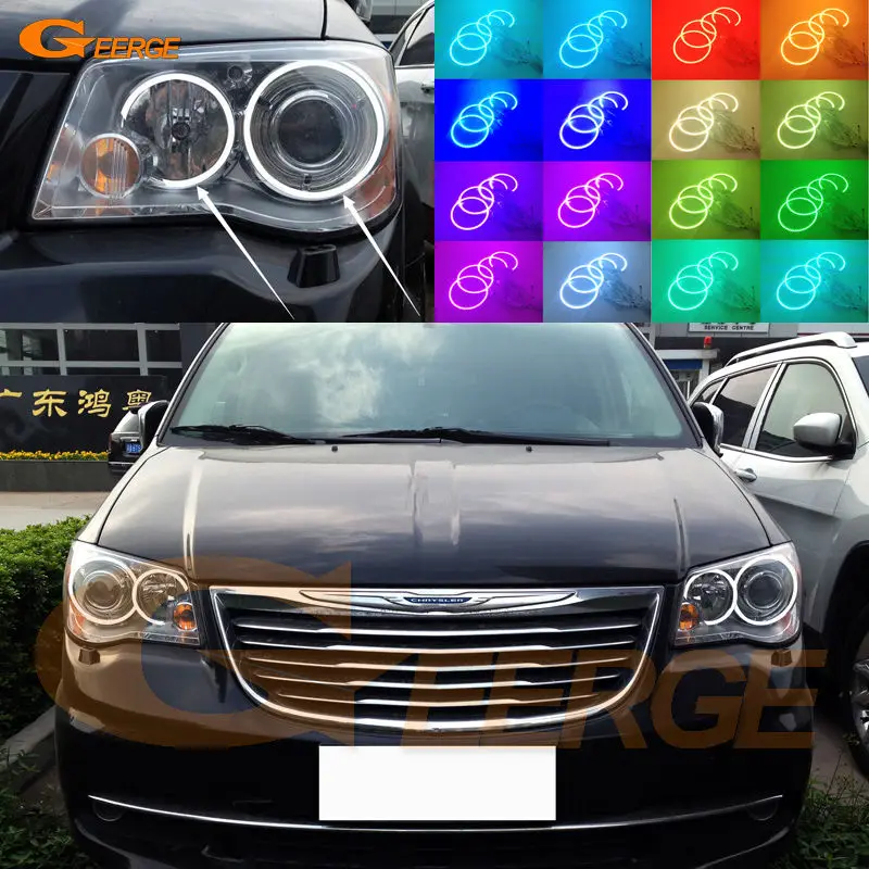 For Chrysler Voyager Grand Voyager 2008-2014 Excellent Angel Eyes kit Multi-Color Ultra bright RGB LED Angel Eyes Halo Rings for chrysler voyager grand voyager 2005 2006 2007 excellent ultra bright rgb multi color led angel eyes halo rings led light