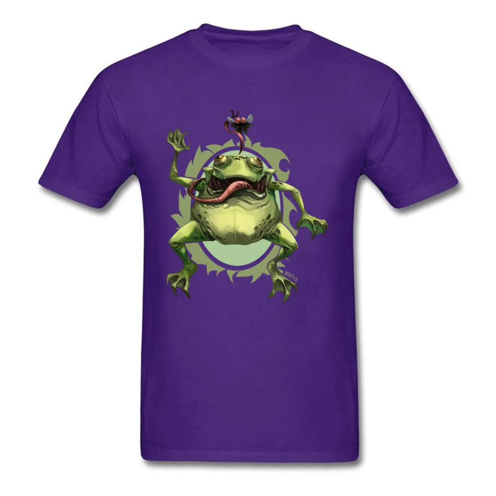 Hungry frog T Shirt Birthday Short Sleeve 2018 Fashion Round Collar 100% Cotton Tops Shirts Tee-Shirts for Men April FOOL DAY Hungry frog purple