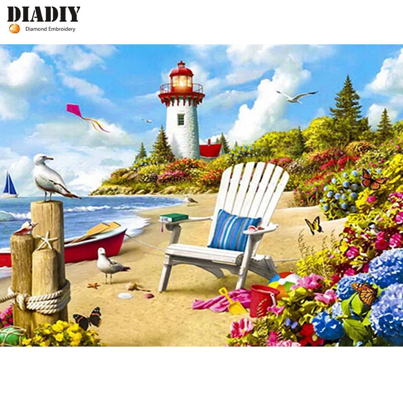 DIADIY 5D DIY полностью квадратная/круглая Алмазная картина для морского сада вышивка