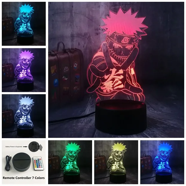 Lustre Наруто Аниме uzumaki 3D ночник настольная лампа многоцветный RGB лампы дома Рождественский подарок-украшение мультфильм дети игрушечные лошадки Лава - Испускаемый цвет: Controller 7 Color