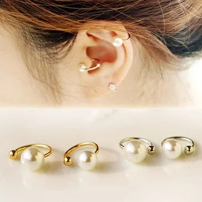 Не пирсинга хрящей клипсы для уха boucle d'oreille Bijoux имитация жемчуга Серьги женщин