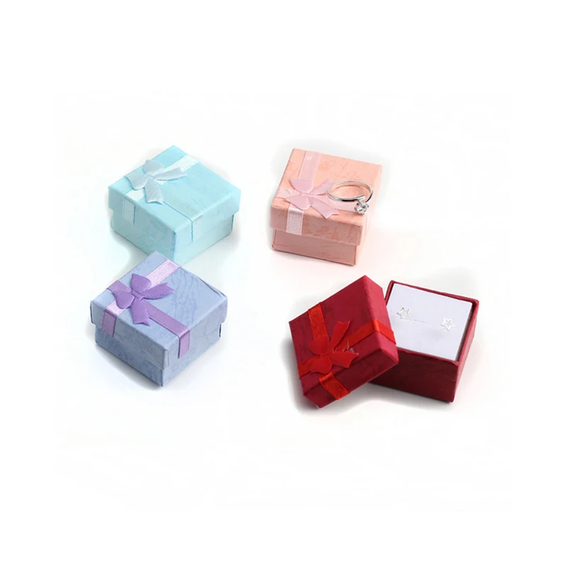 New 1PC 4*4cm High Quality Jewelry Organizer Box Rings Storage Box Small Gift Box For Rings Earrings 4Colors