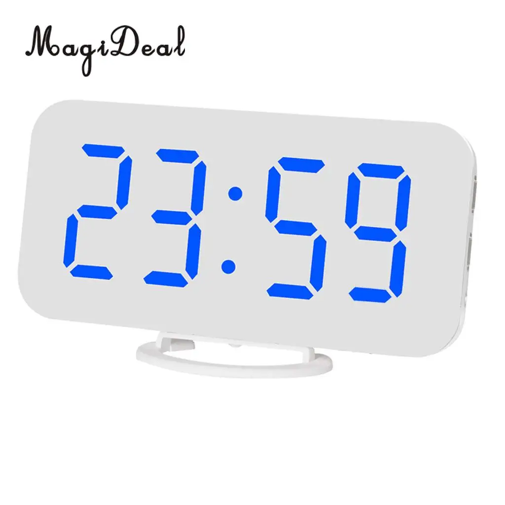 Phone Charging USB Alarm Clock Digital Clock with Large Easy-Read LED Display Diming Mode Snooze Function Mirror Surface