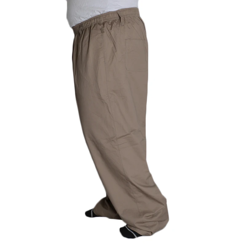 Летние мужские повседневные свободные брюки хлопковые дышащие размер плюс большие 6XL 7XL 8XL 9XL хаки стрейч брюки 140 кг 46 48 прямые брюки