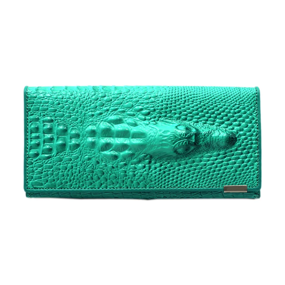

Hot Selling Fashion New Women 3D Crocodile Pattern Hard Cover Type Wallet Handbag -B5