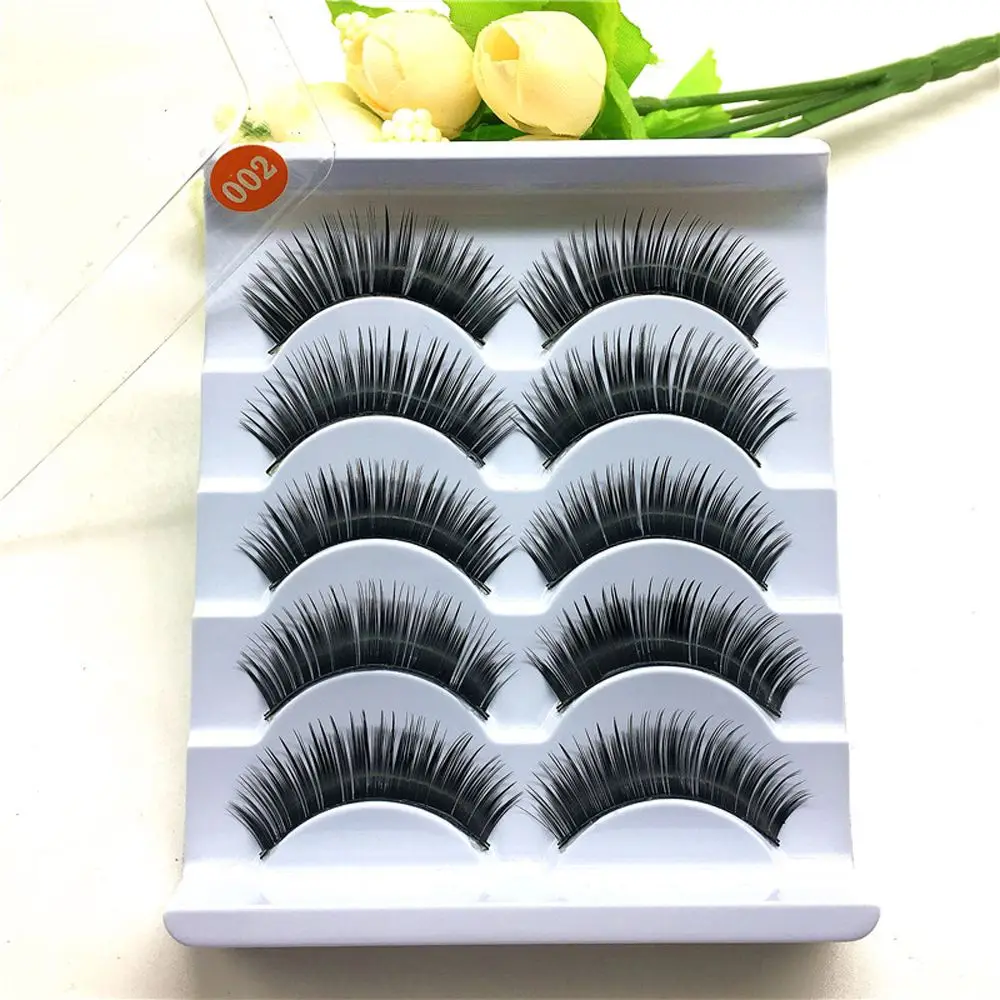 

5Pairs/Set Natural Soft Handmade Black Long Thick Cross False Eyelashes Fake Eye Lashes Extension Makeup Beauty Tools 002