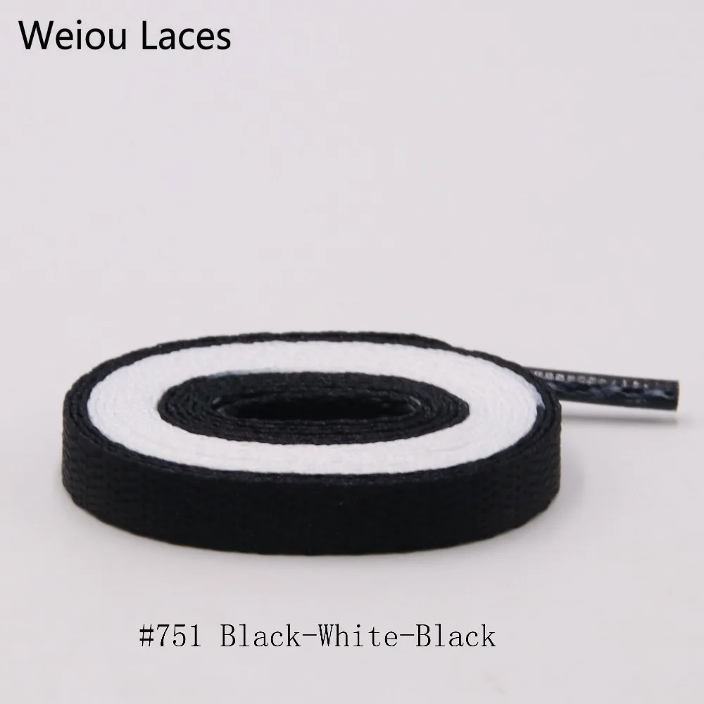 30 пар/лот) Weiou Cool Fantastic 6" 2 тона плоские шнурки Персонализированная отделка башмак для подарков шнурки поддержка Прямая - Цвет: 751	Black-White-Blac