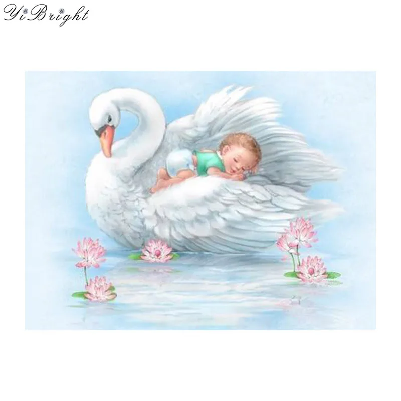 Diy Diamond Painting Animal Rhinestones Pattern Mosaics Music Cartoon Swan Baby Lotus Flower Sets For Embroidery Kits Needlework | Дом и сад