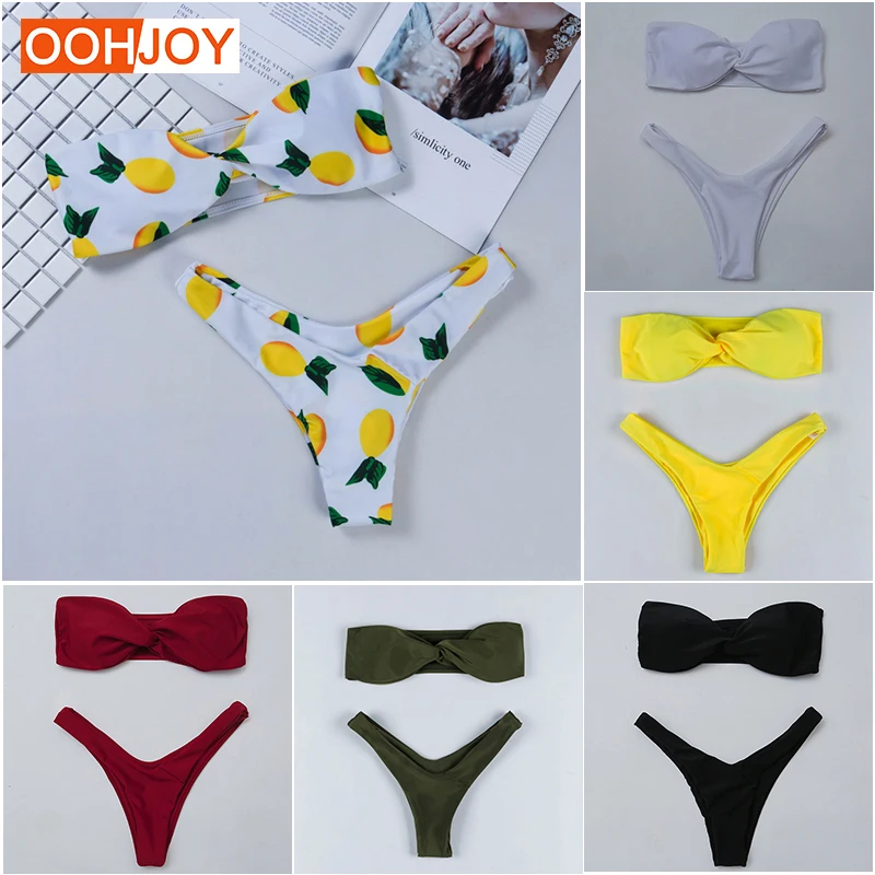 

New Strapless Bandeau Bikini Women Bathing Suit Multi Color Swimsuit S-L Paded Swimwear Girl Swim Beachwear Mini Bikini Set