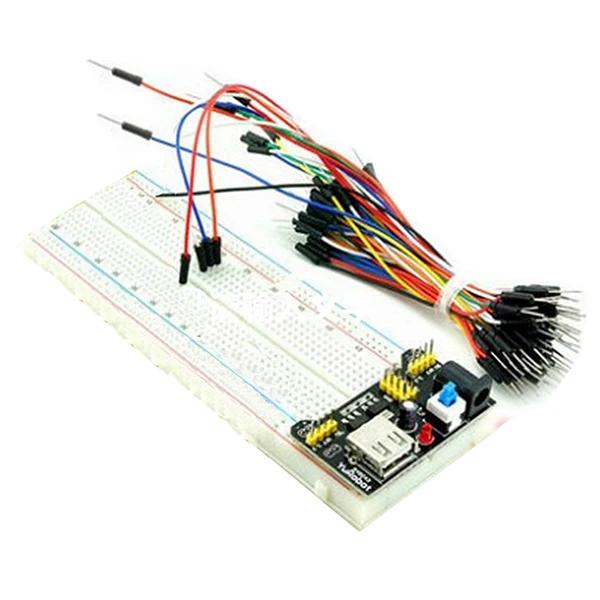 

1 pcs black + white metal + ABS breadboard line experiment kit MB-102 + DuPont line(65pcs) + breadboard power module The DuPon