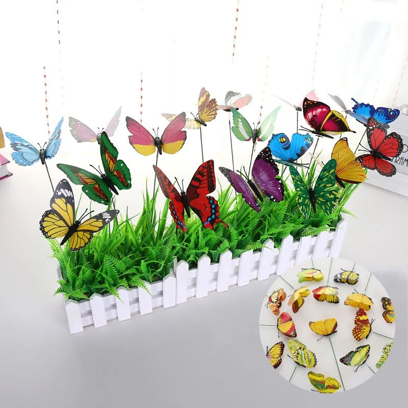 

1PCS Artificial Butterfly Garden Decorations Simulation Butterfly Stakes Yard Plant Lawn Decor Fake Butterefly Random Color