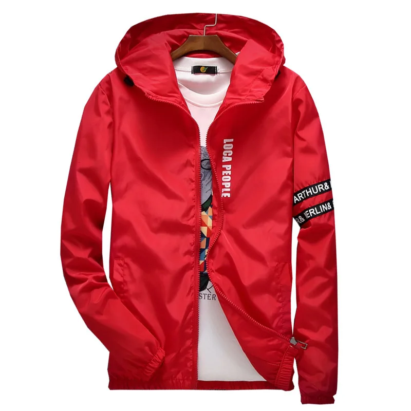 

Spring Autumn Thin Windbreaker Jacket Men Plus Size M-4XL Jaqueta Masculina Slim Fit Young Men Hooded Bomber Jacket Men