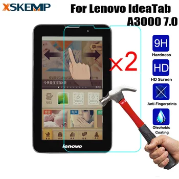 

XSKEMP 2Pcs/Lot Real Tempered Glass Screen Protector For Lenovo IdeaTab A3000 7.0 Tablet PC Anti-scratch Protective Film Guard