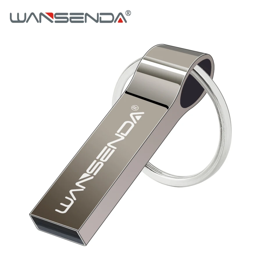 

WANSENDA Metal USB Flash Drive Waterproof Pen Drive 64GB 32GB 16GB 8GB USB Stick 2.0 Flash Drive Pendrive with Key Ring