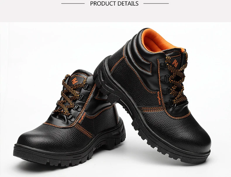 Men\'s Ankle Boots Steel Toe Safety Work Shoes Fashion PU Leather Rubber Sole Puncture-proof Protective Working Boots Outdoor (7)