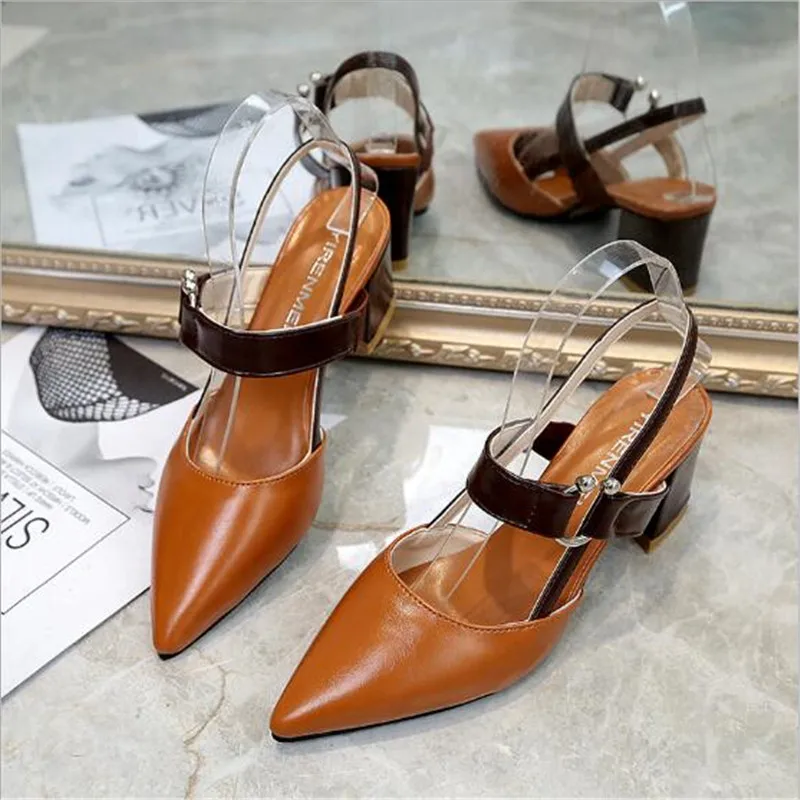 

New Spring/Autumn Sexy High Heels Hollow Coarse Sandals high-heeled shallow Mouth Pointed Toe women Shoes Female Party shoes a21