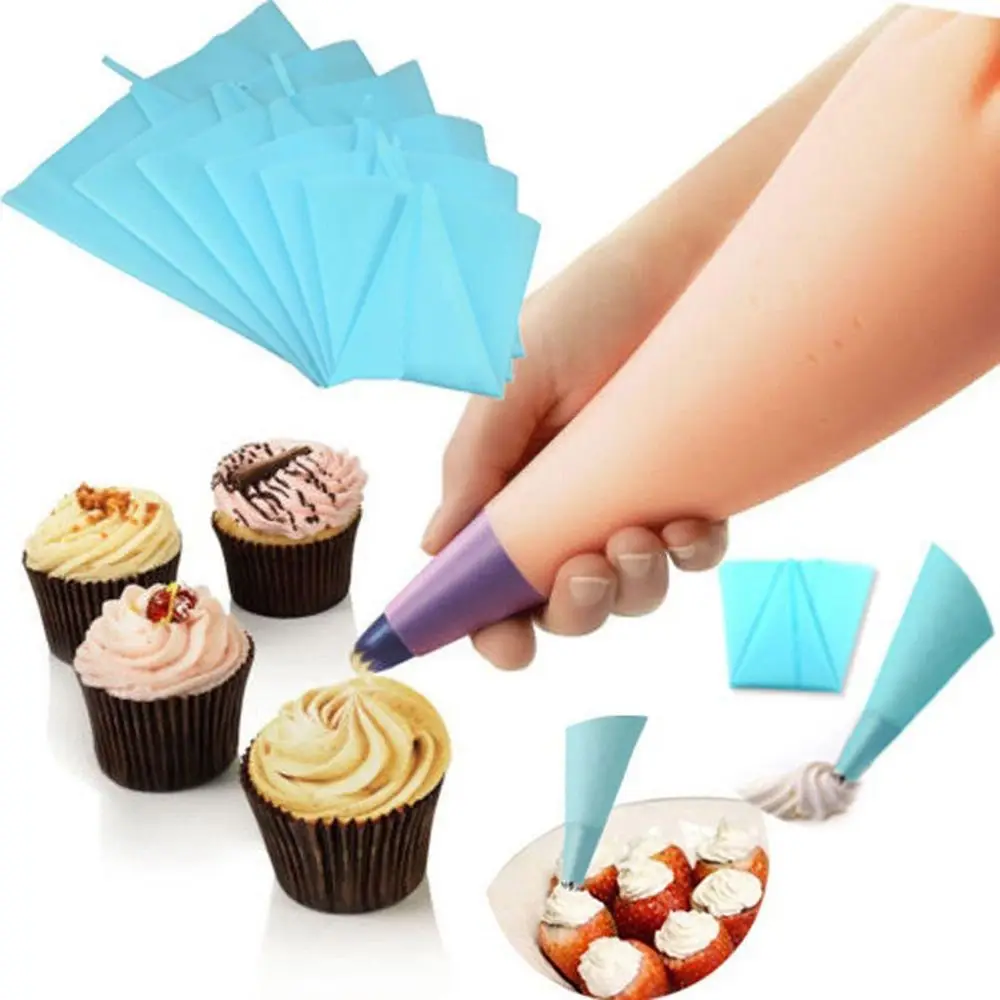 

1 Pcs Kitchen Reusable Food Grade Silicone Pastry Bag Icing Piping Bags Cream Light Blue Cake Bake Decorate