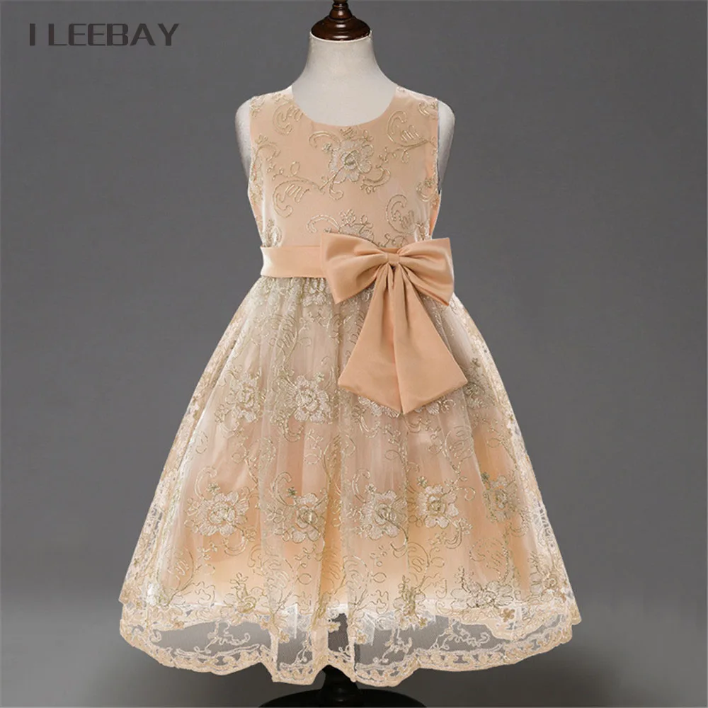 

Embroidery Baby Girls Princess Dress Brand Summer Style Floral New Kids Prom Dresses for Girls Children Flower Bow Lace Clothes