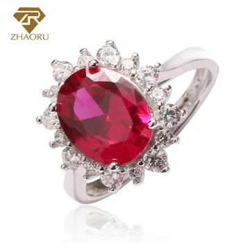 

ZHAORU Trendy Star Ruby Zircon 925 Sterling Sliver Woman Rings Fine Jewelry Wedding Bands Party