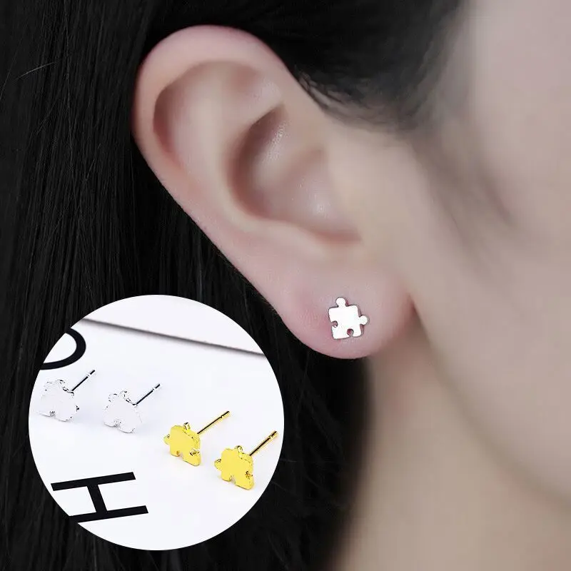 

The Latest Minimalist Geometric Puzzle Style Small Earrings Charm Girl Gold And Silver Earrings Jewelry Gift Selection