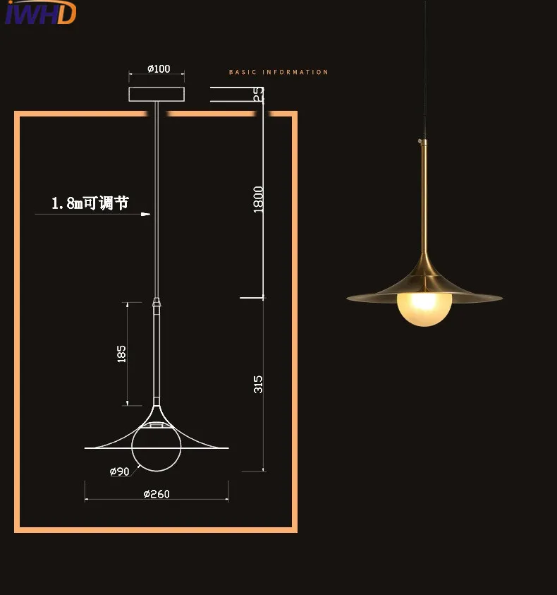 Iwhd bola de cristal LED colgante lámparas moda moderna oro hierro lámpara colgante hogar Iluminación bar hanglamp iluminación lustre