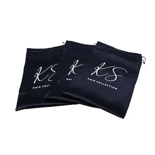 Пользовательский логотип 24x35 см пучок волос атласная телескопическая веревка упаковка сумка для женщин Расширение черные сумки шелковые атласные подарочные чехлы