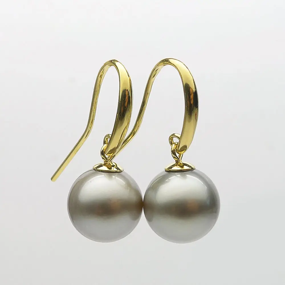 

Free Shipping 9-10mm Natural Color Genuine Tahitian Pearl Hook Drop Earrings 925 Sterling Silver #0207