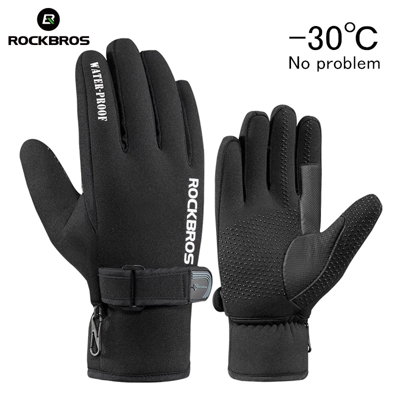 

RockBros Winter Ski Gloves Men Windproof Snowmobile Snowboard Gloves Snow Silica Gel Sport Handwear Fleece Thermal Skiing Glove