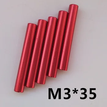 

20pcs M3*35 Aluminum Standoff Spacer D=5mm Red Anodized Round Long Nut Aircraft Model Frame Support Double-Column Screw