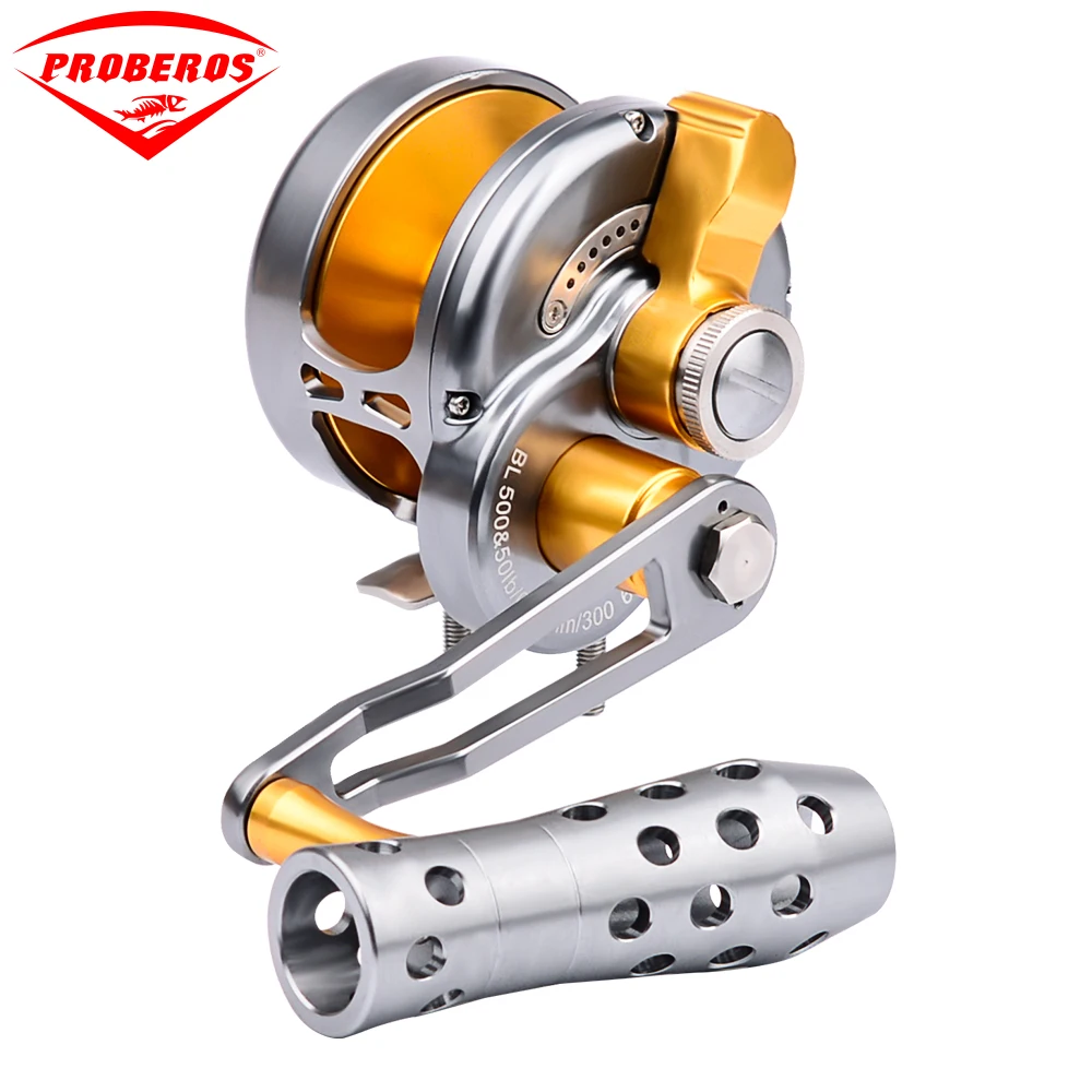 

PRO BEROS Fishing Reel Aluminum CNC Machined 200-500 Series Sea Boat Wheel (Left-Hand) Max Drag 14kg-21kg JIG Trolling Reel