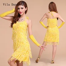 Заводская распродажа, одежда для латиноамериканских танцев, одежда для выступлений, танцевальный костюм, платье для танцев с кисточками, 4 цвета