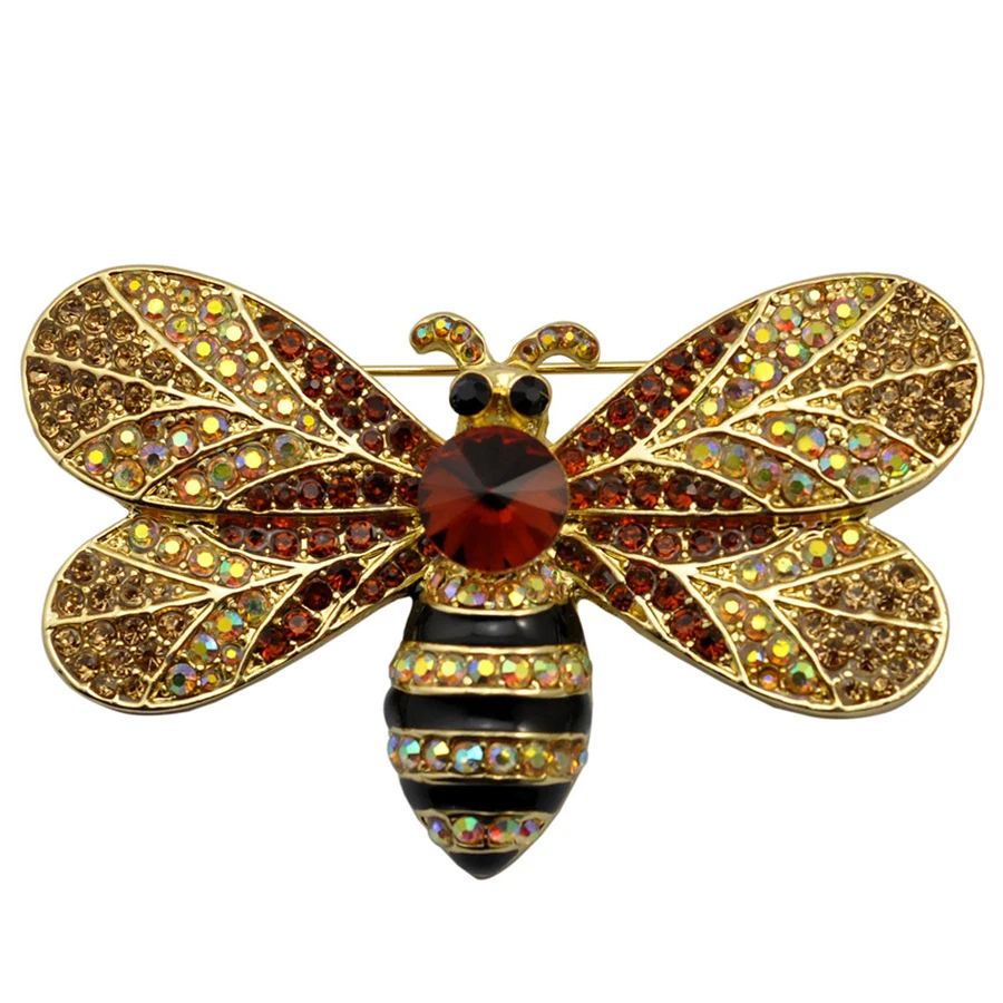 Personalized Rhinestone Insect Bees Large Brooches Pins Fashion Unisex